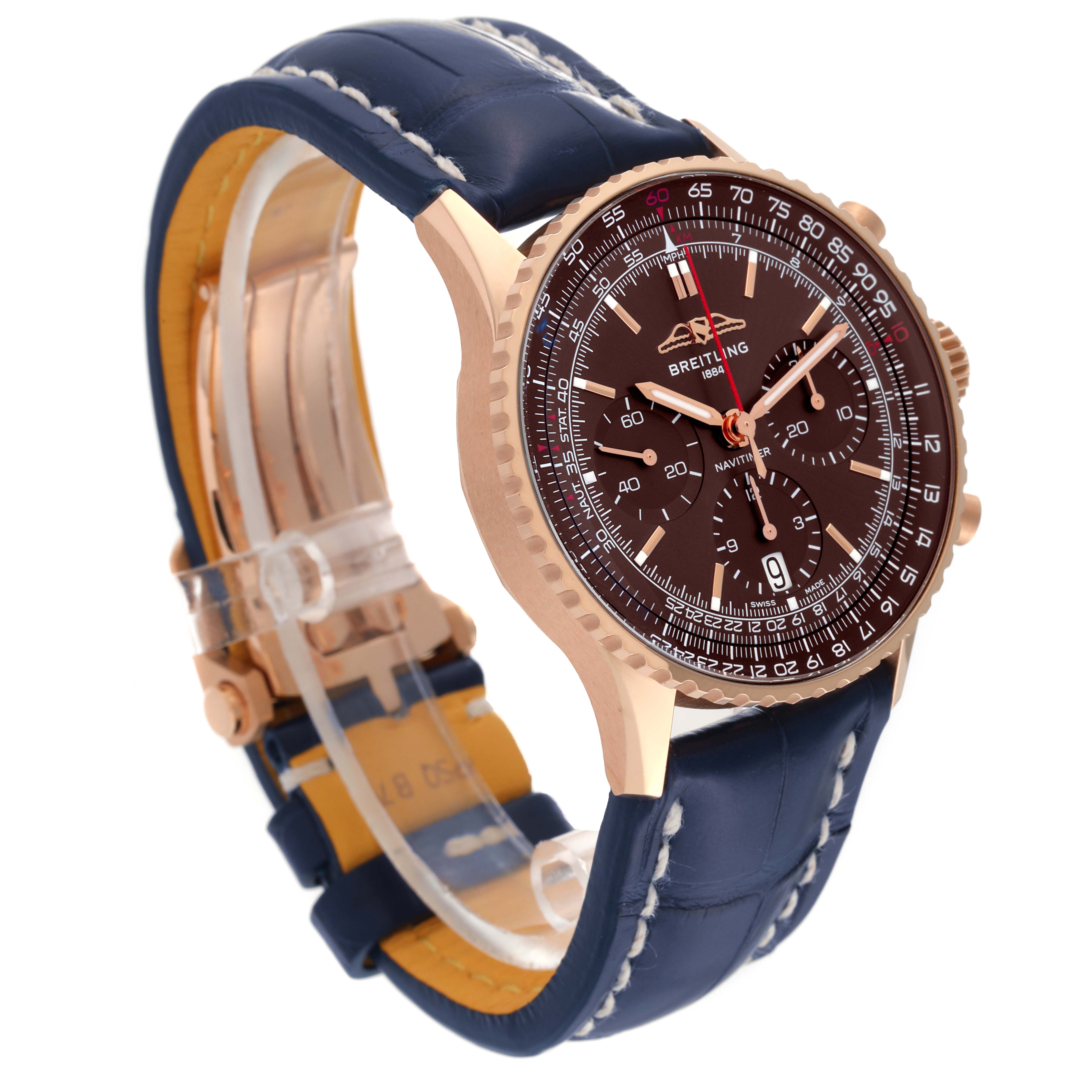 The Breitling Limited Series watch is shown at a three-quarter angle, displaying the face, case, and strap.