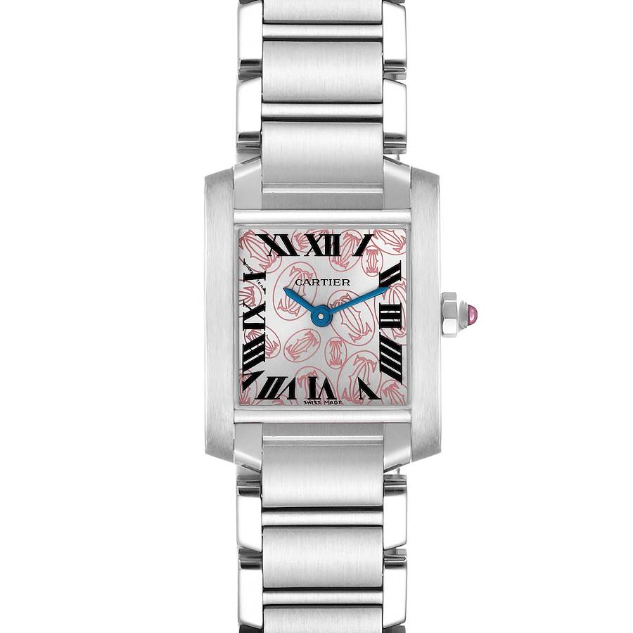 Cartier Tank Francaise Pink Double C Decor Steel Ladies Watch W51031Q3 SwissWatchExpo