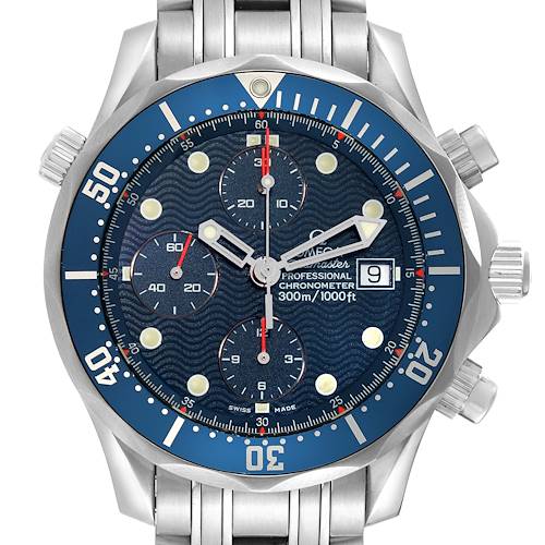 Photo of Omega Seamaster Blue Dial Chronograph Steel Mens Watch 2599.80.00 Box Card