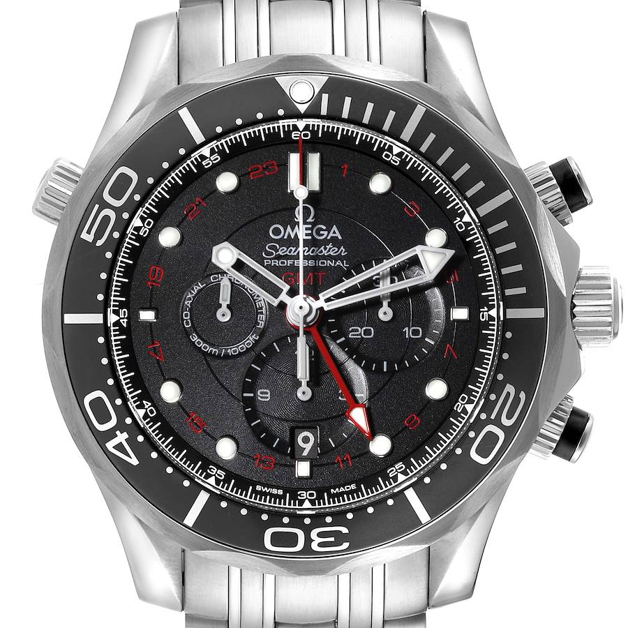 Omega Seamaster Diver GMT Steel Mens Watch 212.30.44.52.01.001 Box Card SwissWatchExpo