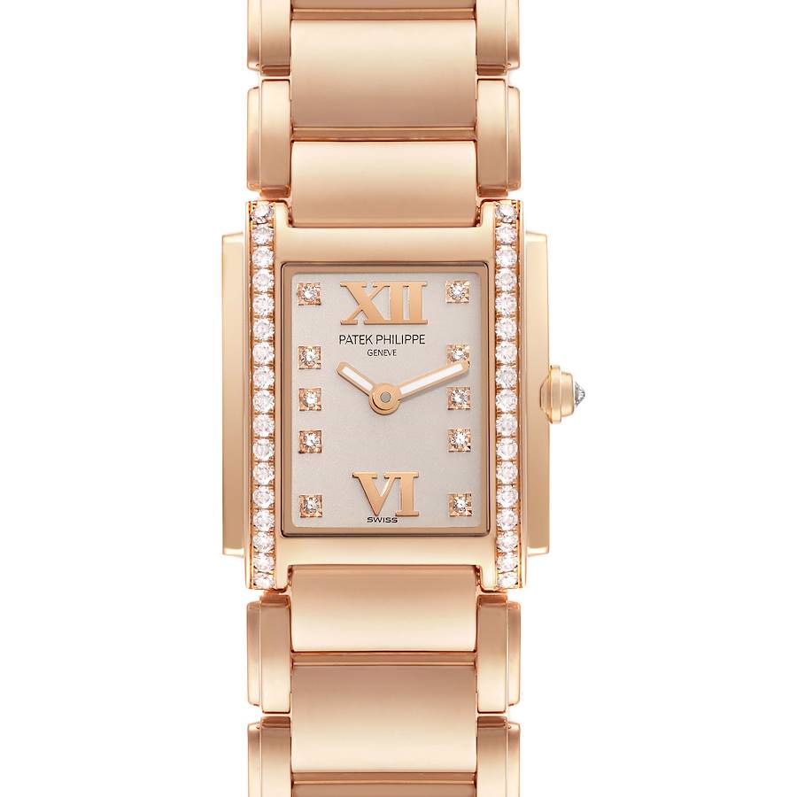 Patek Philippe Twenty-4 Small Rose Gold Diamond Ladies Watch 4908 Papers SwissWatchExpo