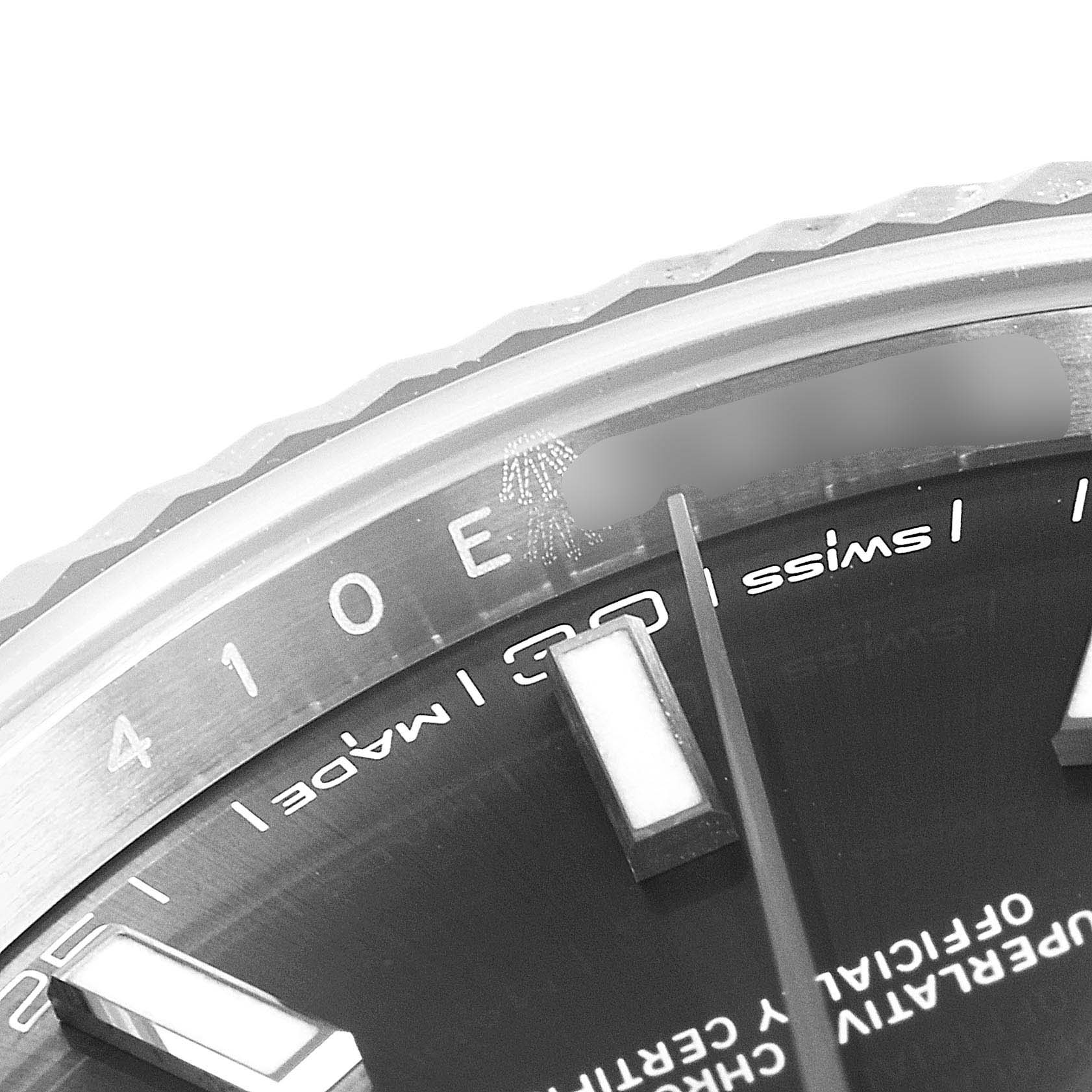 The image shows a close-up of the dial and part of the bezel of the Rolex Datejust 41 126334 Men
s Stainless Steel Grey Dial 126334 Men
s Stainless Steel Grey Dial watch.