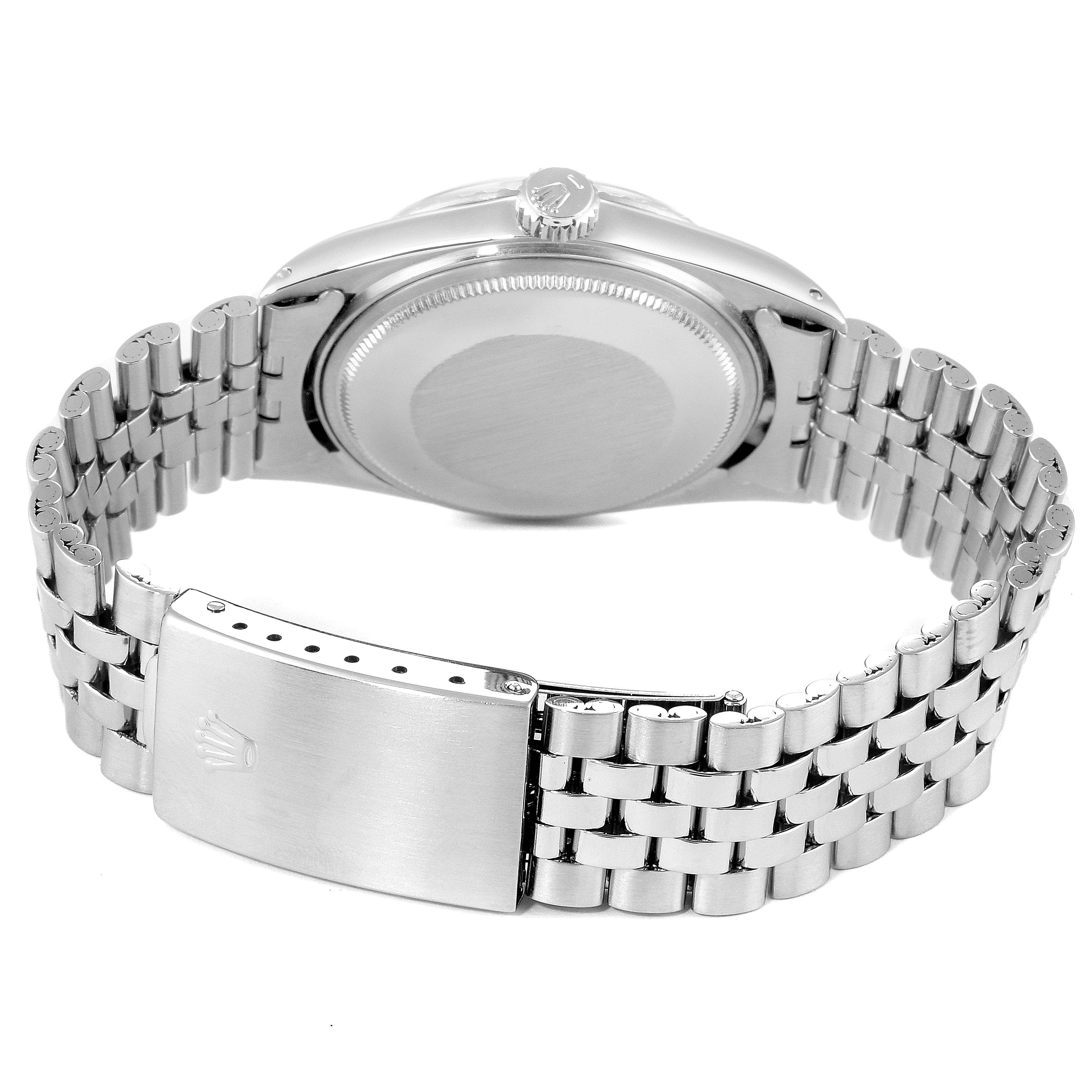 This image shows the back view of the Rolex Vintage Collection 1603 Men's Stainless Steel Silver Dial 1603 Men's Stainless Steel Silver Dial watch, highlighting the bracelet and clasp.