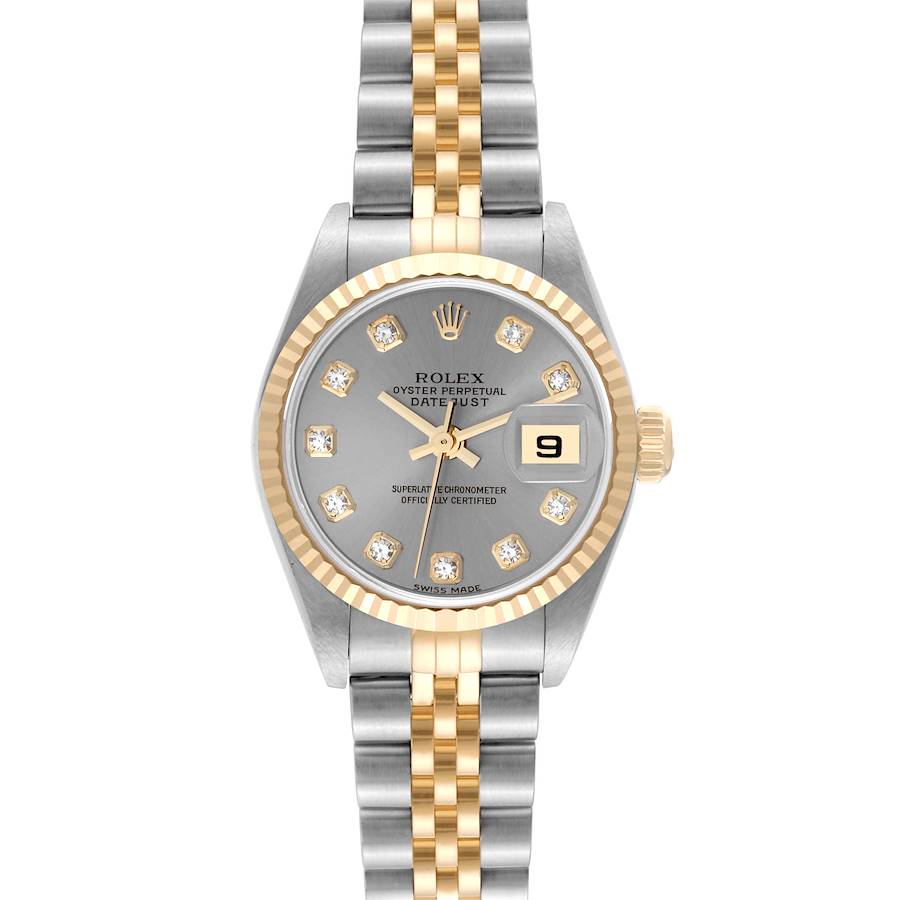 Rolex Datejust Steel Yellow Gold Silver Diamond Dial Ladies Watch 79173 SwissWatchExpo