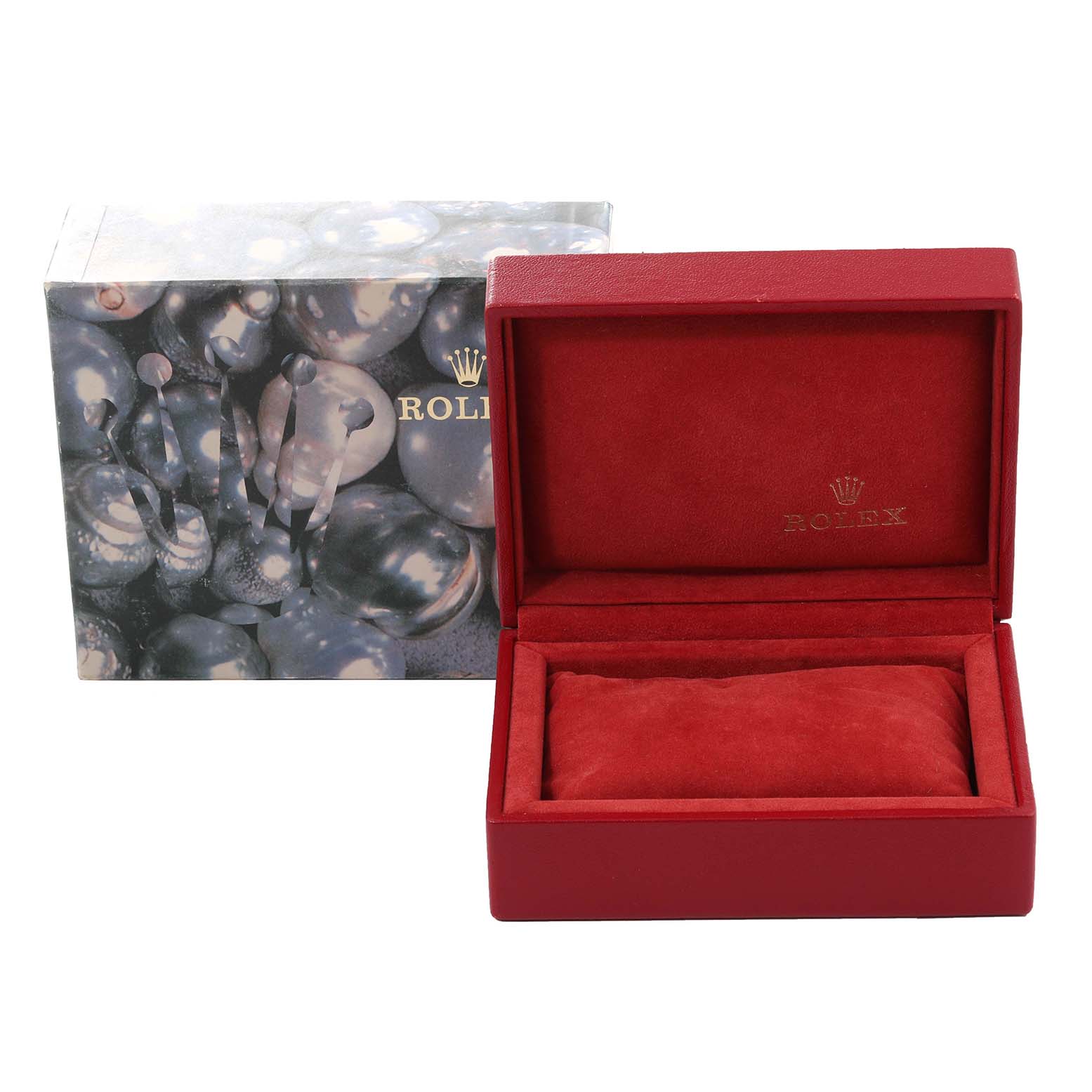 This image shows a Rolex Datejust 79173 Women's Steel and Gold (two tone) Silver Dial 79173 Women's Steel and Gold (two tone) Silver Dial watch box and its outer packaging.