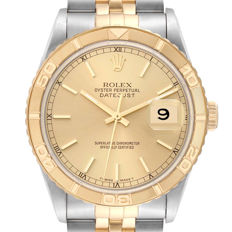 Rolex Datejust Turnograph Steel Yellow Gold Mens Watch 16263 Box Papers SwissWatchExpo