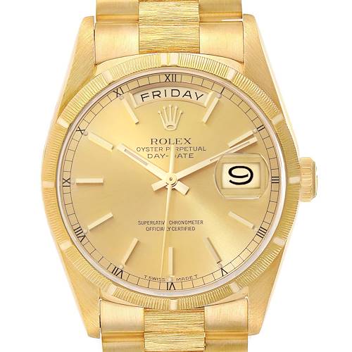 Photo of Rolex Day-Date President Yellow Gold Bark Finish Mens Watch 18248