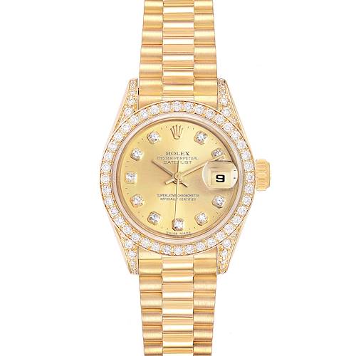 Photo of Rolex President Datejust 26mm Yellow Gold Diamond Ladies Watch 69158