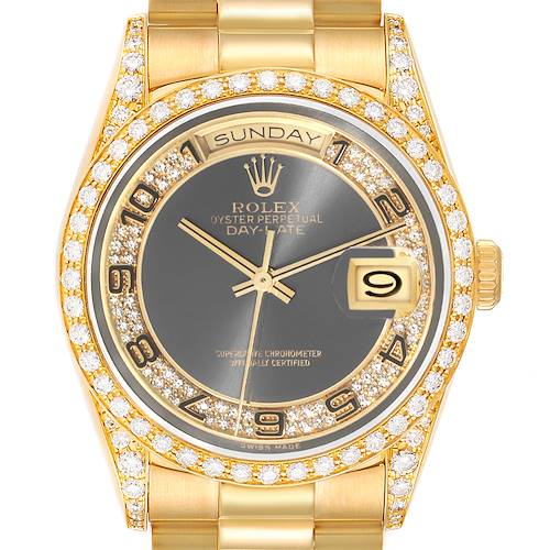 Photo of Rolex President Day Date Yellow Gold Myriad Diamond Mens Watch 18388