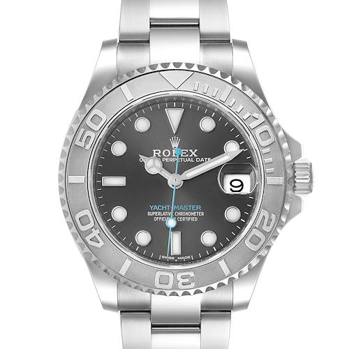 Photo of Rolex Yachtmaster 37 Midsize Steel Platinum Mens Watch 268622 Box Card