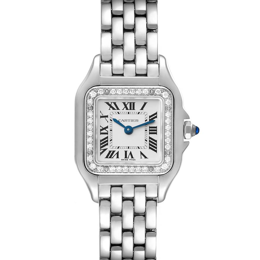 Cartier Panthere Small Steel Diamond Bezel Ladies Watch W4PN0007 Box Card SwissWatchExpo