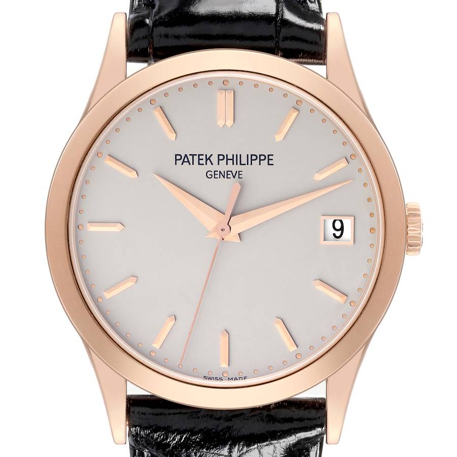 Patek Philippe Calatrava Rose Gold Silver Dial Mens Watch 5296R