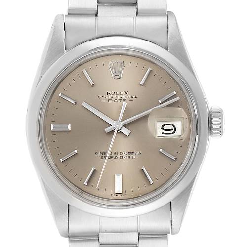 Photo of Rolex Date Grey Dial Domed Bezel Vintage Mens Watch 1500