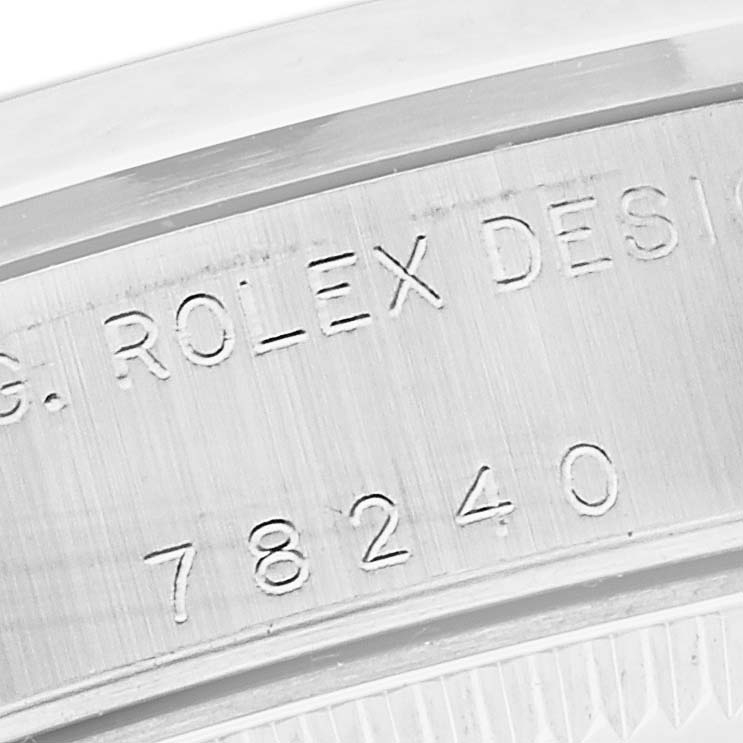 The image shows an engraved side view of the case of a Mid-Size Rolex watch model 78240.