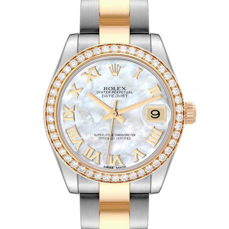 Rolex Datejust Midsize Steel Yellow Gold Mother of Pearl Diamond Watch 178383 SwissWatchExpo