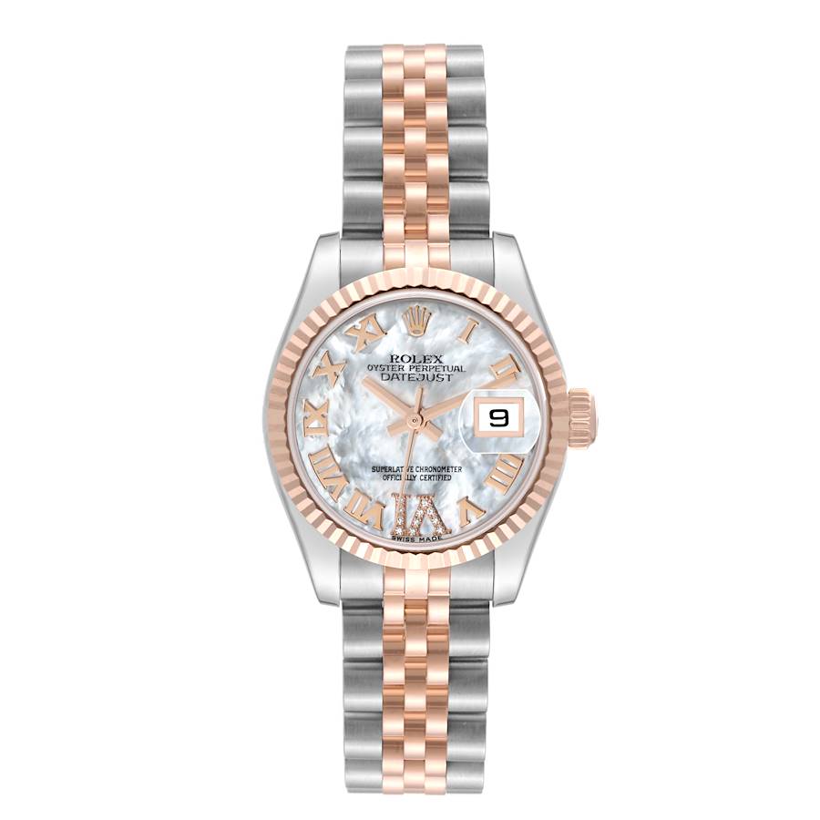 Rolex Datejust Steel Rose Gold Mother of Pearl Diamond Dial Ladies Watch 179171 Box Card SwissWatchExpo