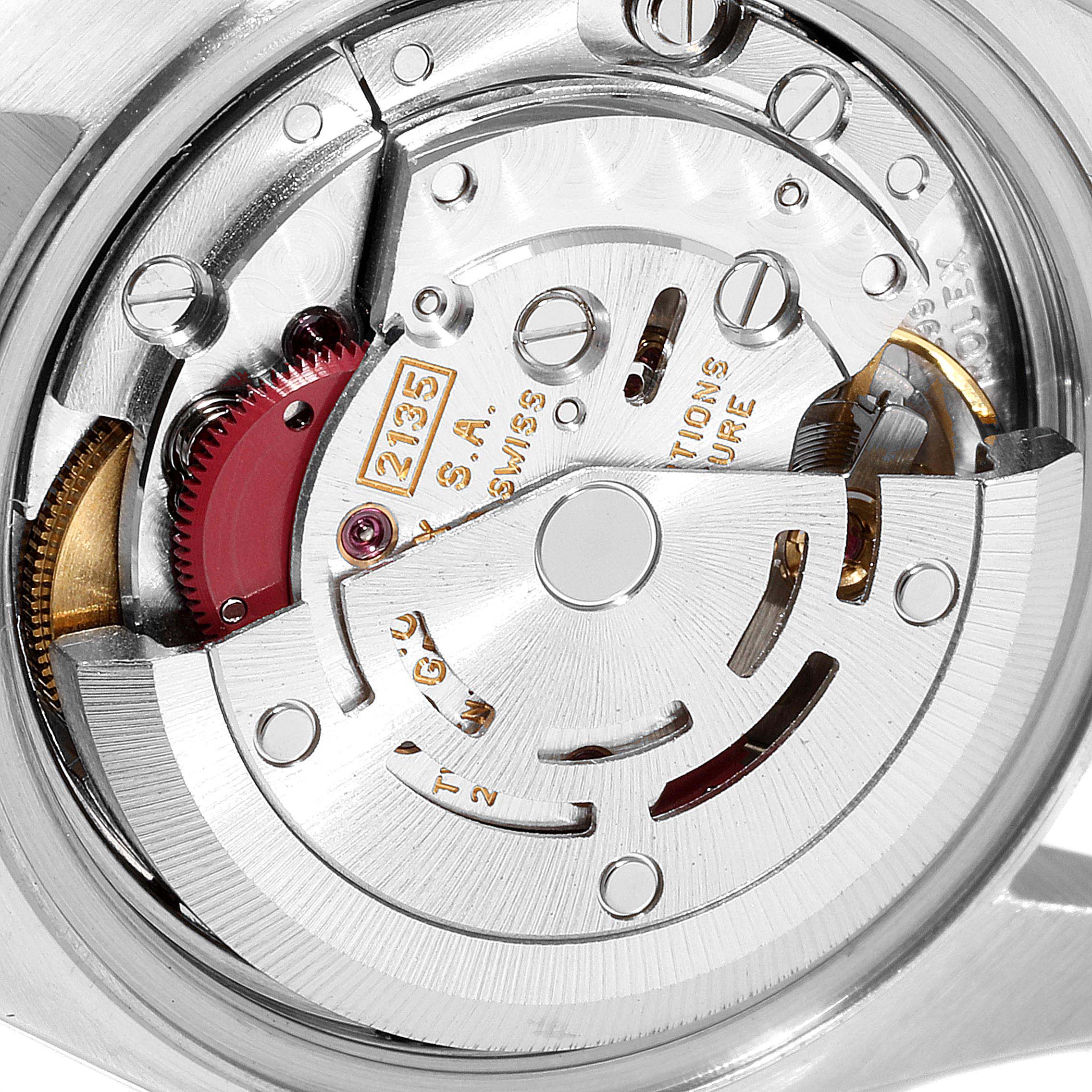 The image shows the internal mechanical movement of a Rolex Datejust 69173 Women
s Steel and Gold (two tone) Champagne Dial 69173 Women
s Steel and Gold (two tone) Champagne Dial watch, photographed from a top-down angle.