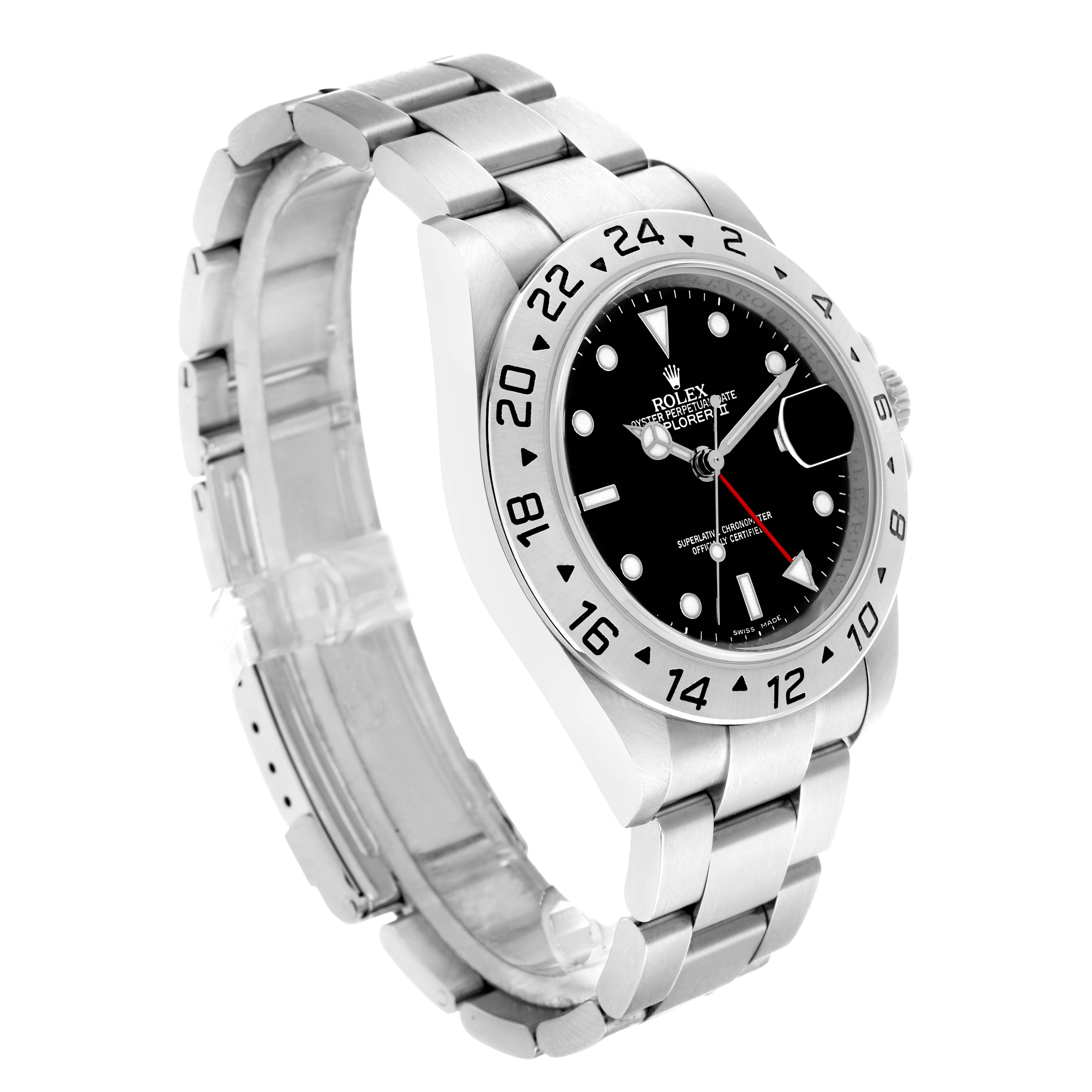 The Rolex Explorer 216570 Men
s Stainless Steel Black Dial watch is shown at an angle highlighting the dial, bezel, and bracelet in a three-quarter view.