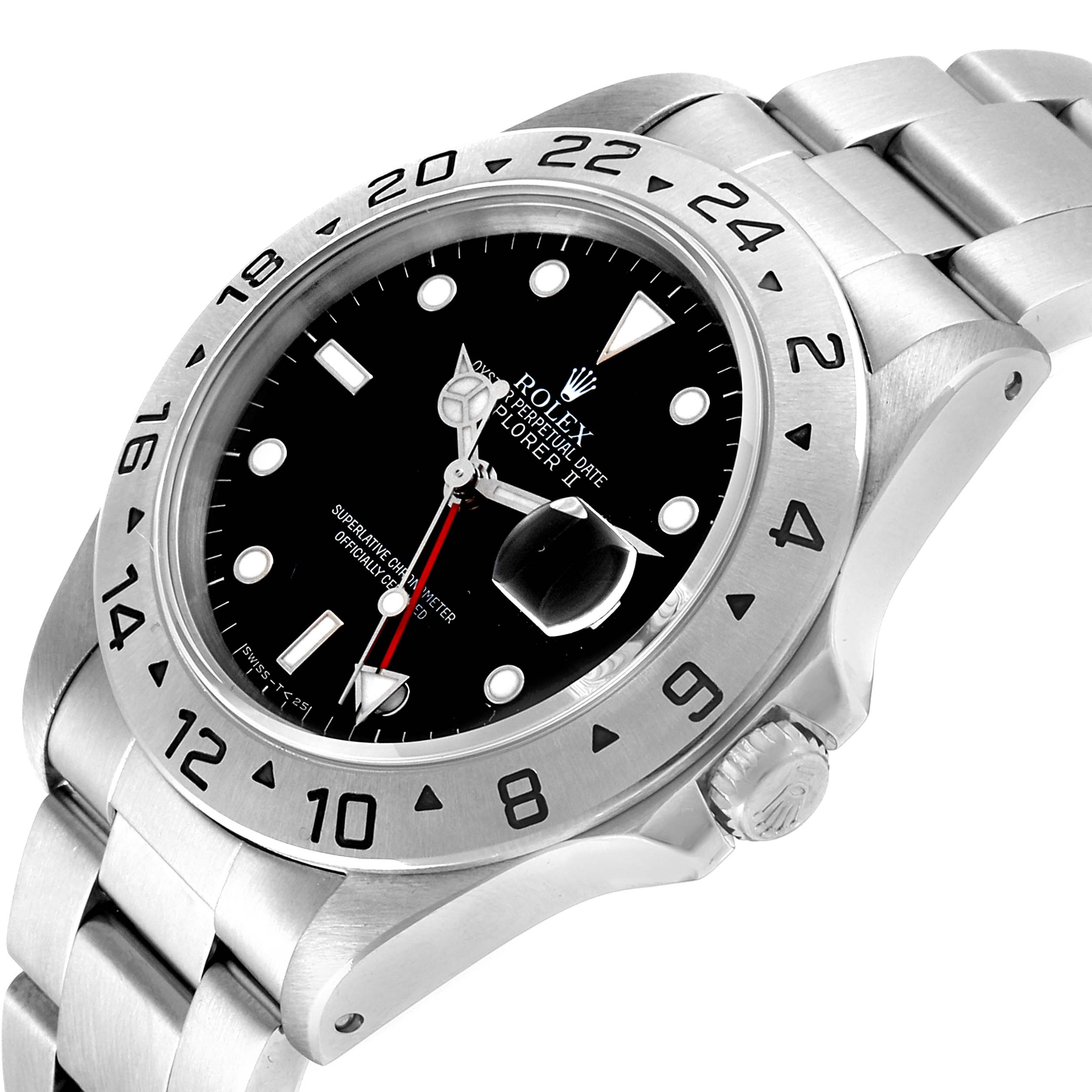 This image shows a Rolex Explorer 16570 Men's Stainless Steel Black Dial 16570 Men's Stainless Steel Black Dial watch at an oblique angle, highlighting its dial, bezel, crown, and part of the bracelet.