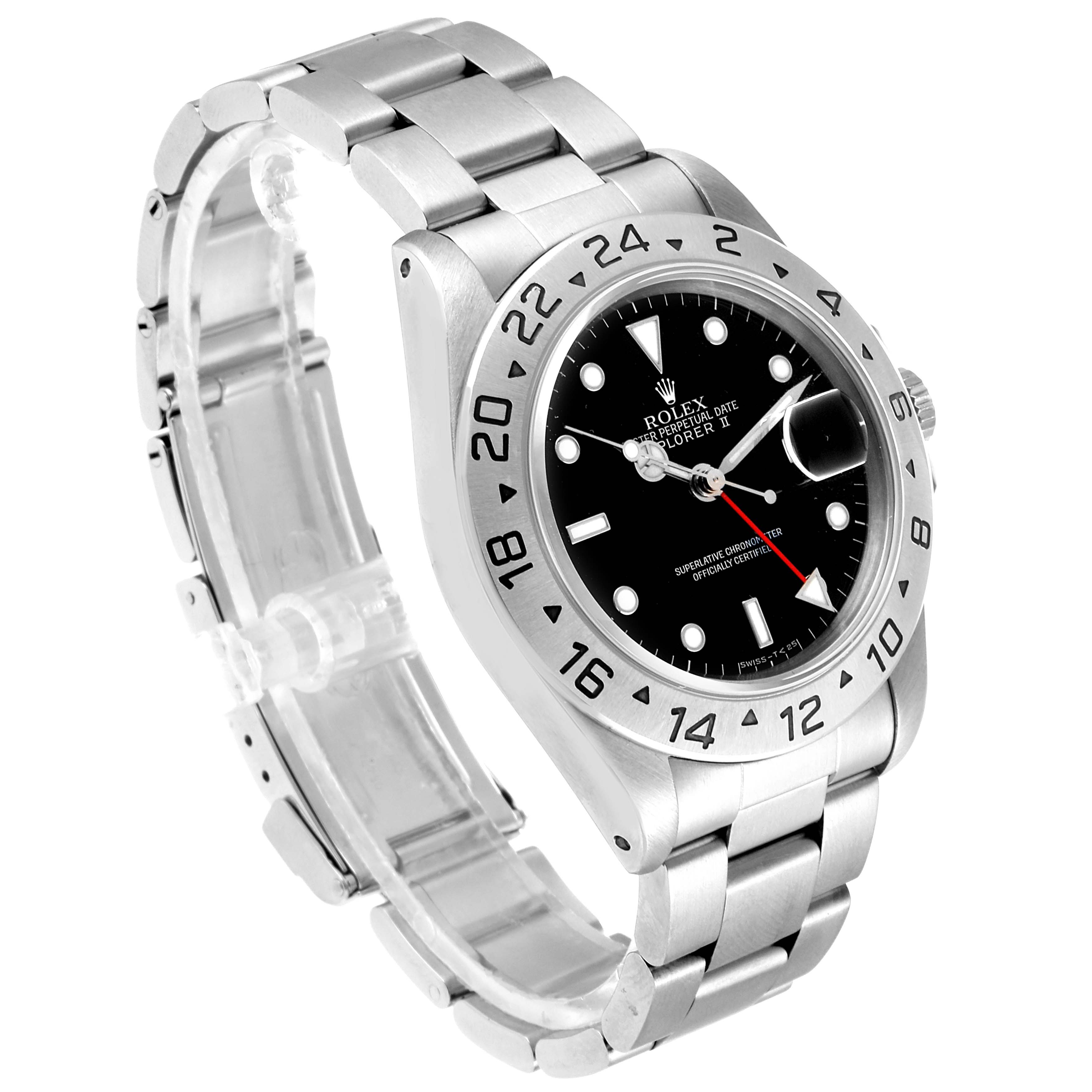 The image shows a Rolex Explorer 16570 Men's Stainless Steel Black Dial 16570 Men's Stainless Steel Black Dial watch at a slight angle, displaying the face, bezel, and metal bracelet.