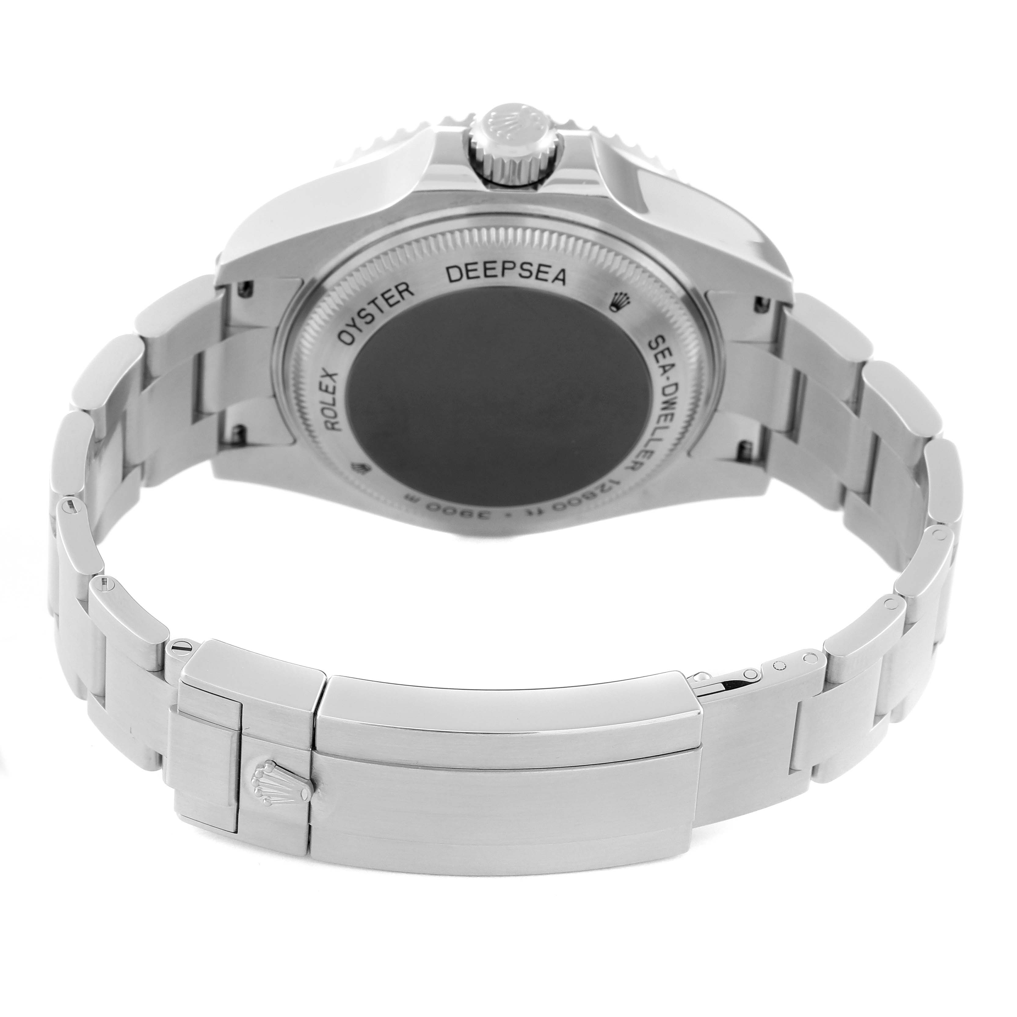 This image shows the back and bracelet of a Rolex Sea-Dweller 116660 Men
s Stainless Steel Black Dial 116660 Men
s Stainless Steel Black Dial watch, highlighting the case back and clasp.