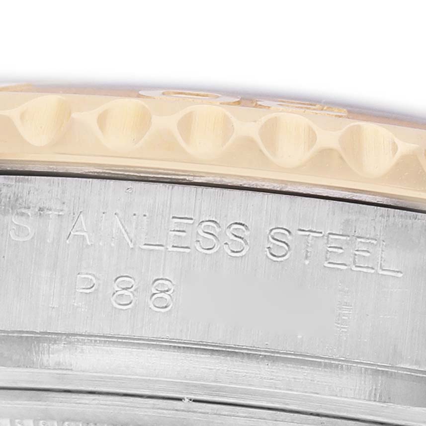 The image shows a close-up of the stainless steel case back of a Rolex Yacht-Master 169623 Women's Steel and Gold (two tone) White Dial watch.