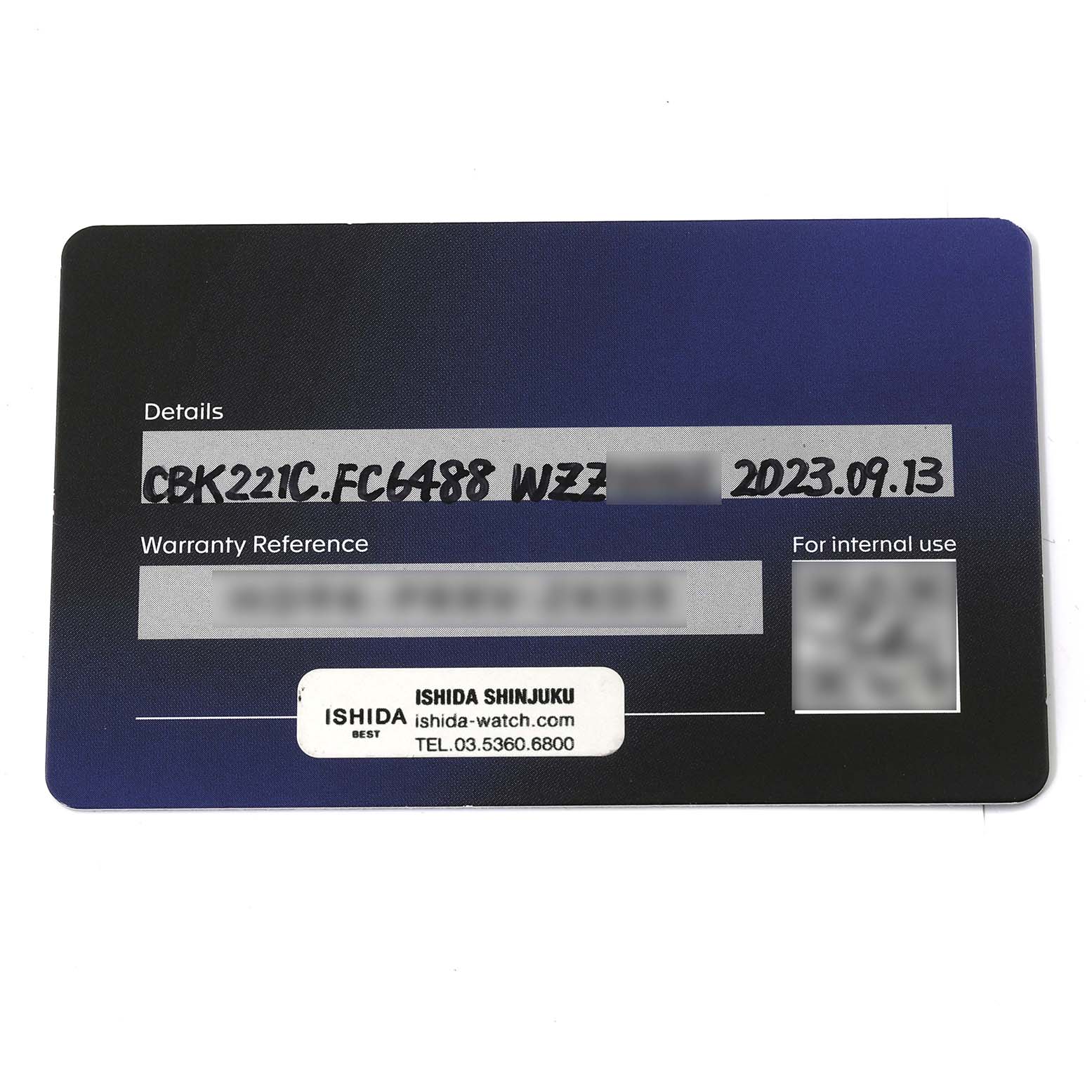 This image shows a warranty card for the Carrera model by Tag Heuer, detailing purchase and warranty information.