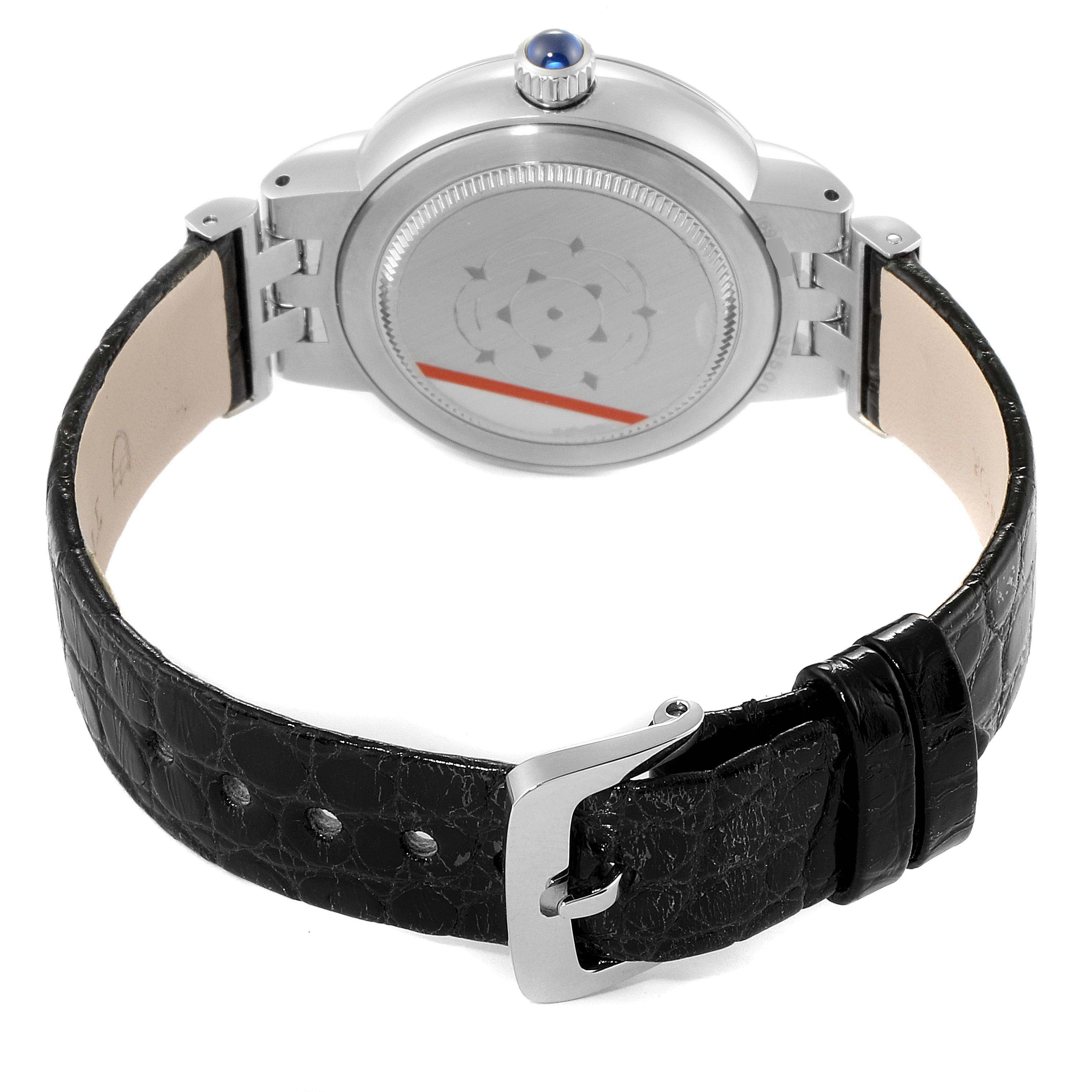 The photo shows the back and leather strap of a Tudor Clair de Rose M35800-0006 Women
s Stainless Steel Silver Dial M35800-0006 Women
s Stainless Steel Silver Dial watch, displaying its case back and buckle.