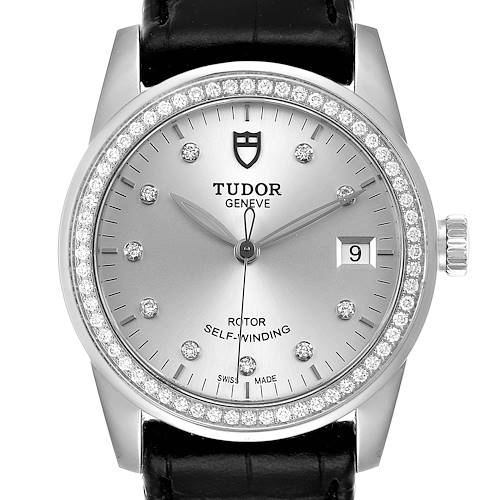 Photo of Tudor Glamour Date Silver Dial Diamond Steel Mens Watch M55020 Unworn