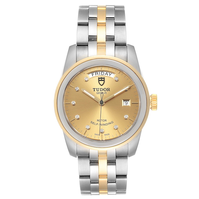 Tudor glamour best sale day date diamond