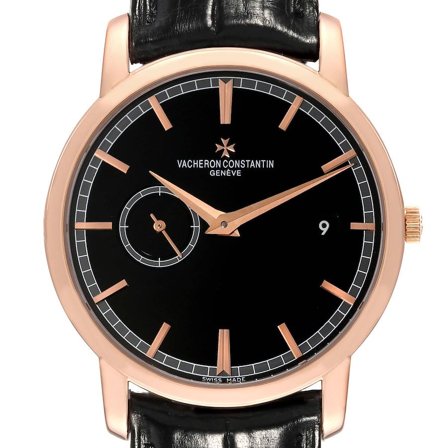 Vacheron Constantin Traditionnelle Rose Gold Black Dial Mens Watch 87172 SwissWatchExpo