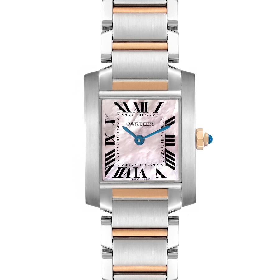 Cartier Tank Francaise Steel Rose Gold Mother of Pearl Dial Ladies Watch W51027Q4 SwissWatchExpo