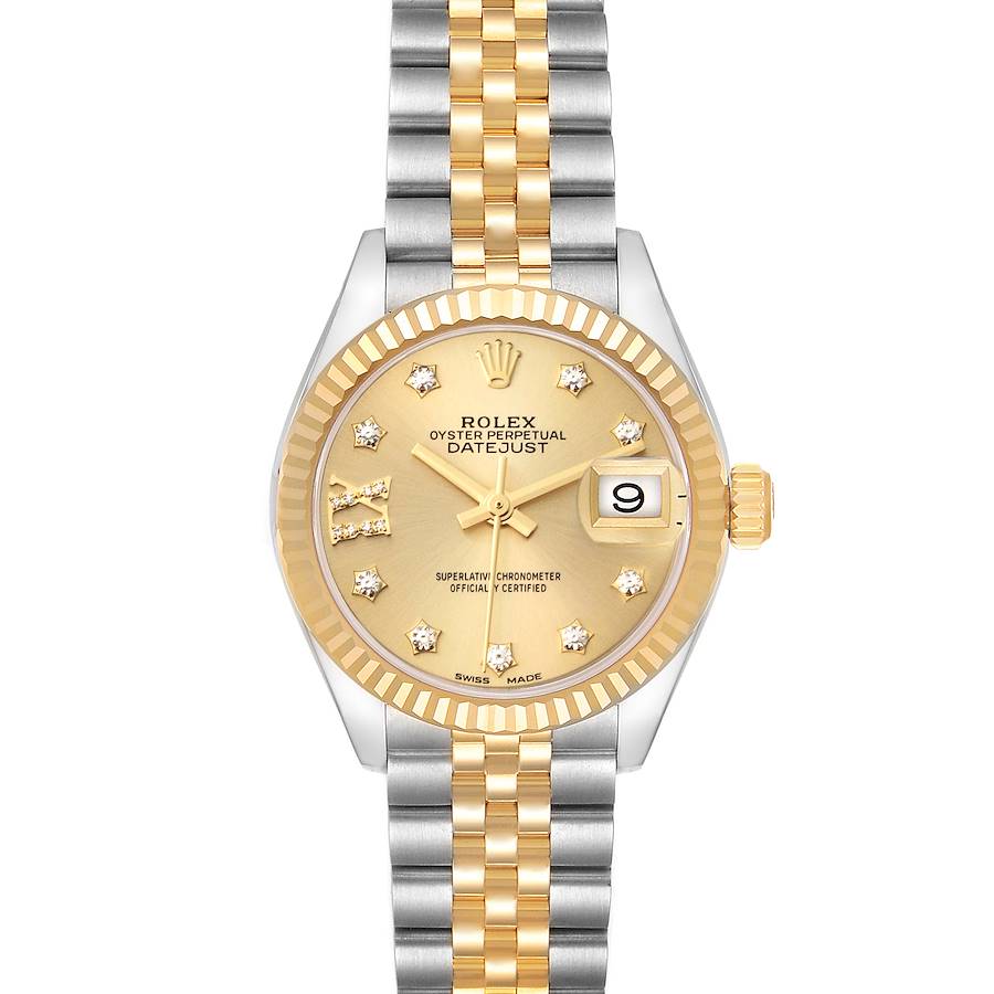 Rolex Datejust 28 Steel Yellow Gold Diamond Dial Ladies Watch 279173 Box Card SwissWatchExpo