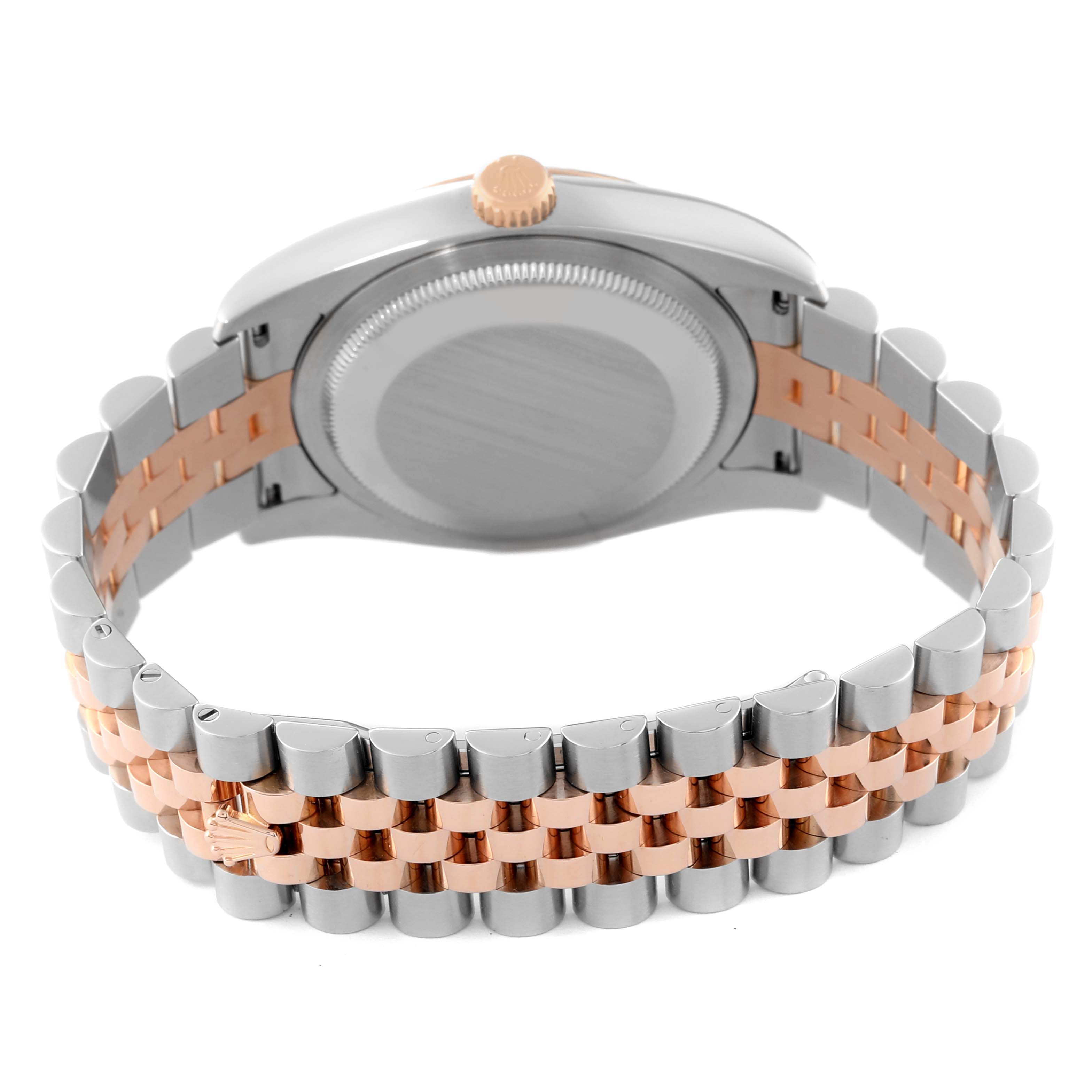 This image shows the back case and metal bracelet of a Rolex Datejust 116231 Men's Steel and Gold (two tone) Pink Dial 116231 Men's Steel and Gold (two tone) Pink Dial watch from a rear angle.