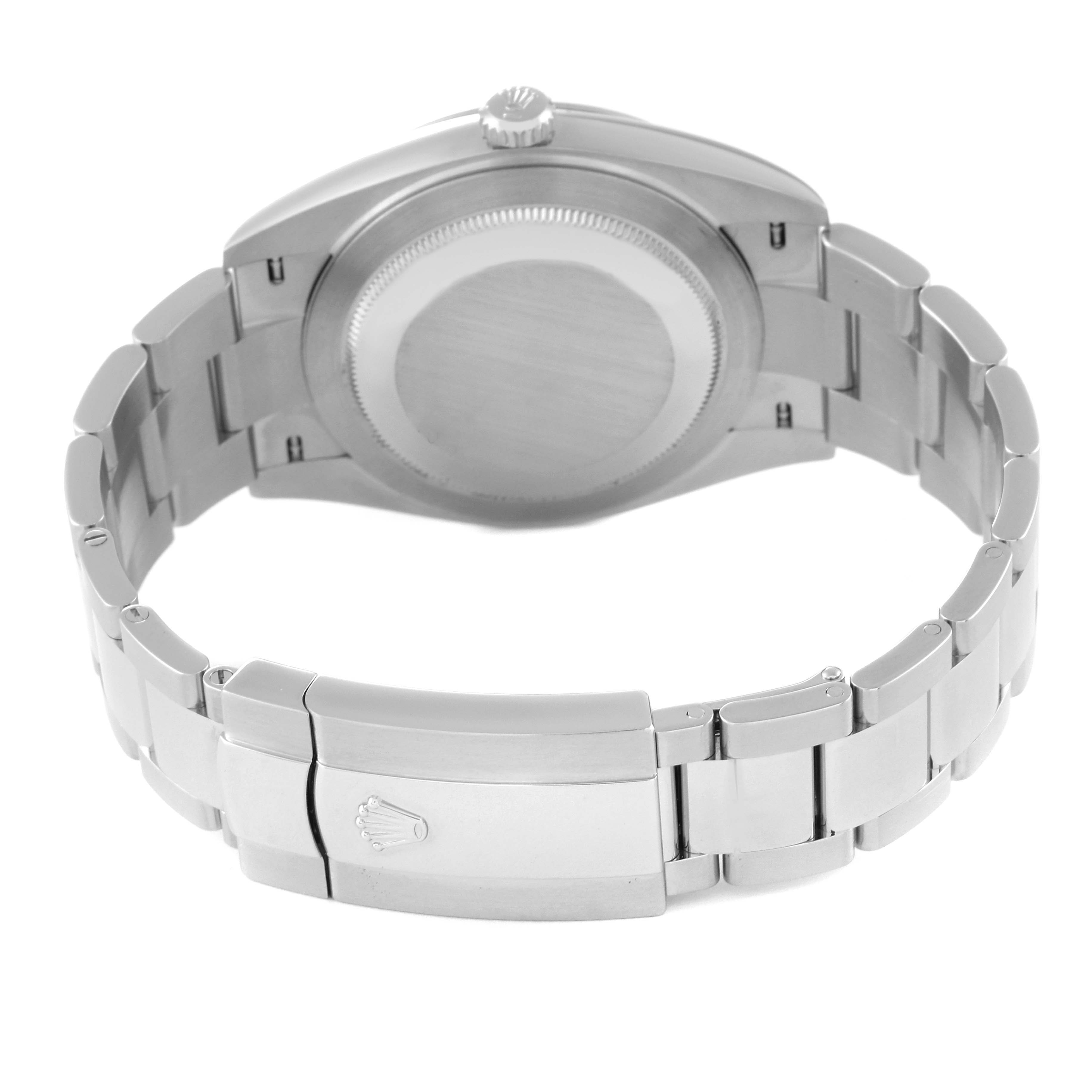 This image shows the back case and bracelet clasp of a Rolex Datejust 41 126300 Men
s Stainless Steel Grey Dial 126300 Men
s Stainless Steel Grey Dial watch.