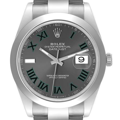 Photo of Rolex Datejust 41 Grey Wimbledon Dial Steel Mens Watch 126300 Box Card