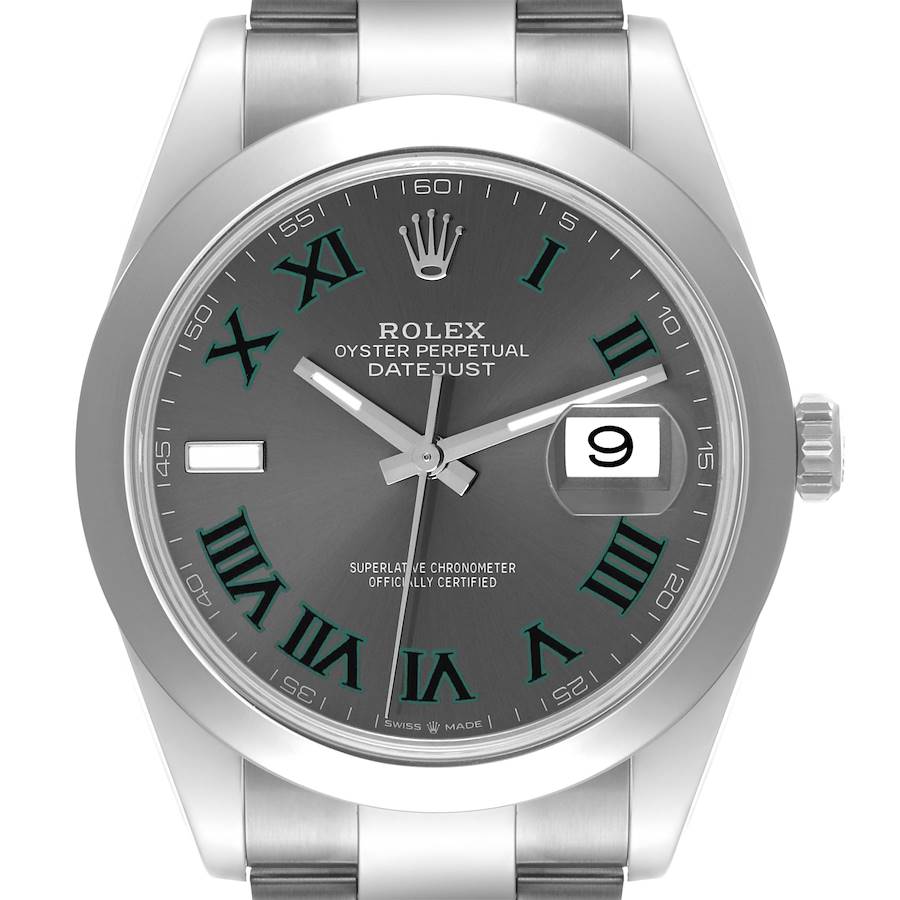 Rolex Datejust 41 Grey Wimbledon Dial Steel Mens Watch 126300 Box Card SwissWatchExpo