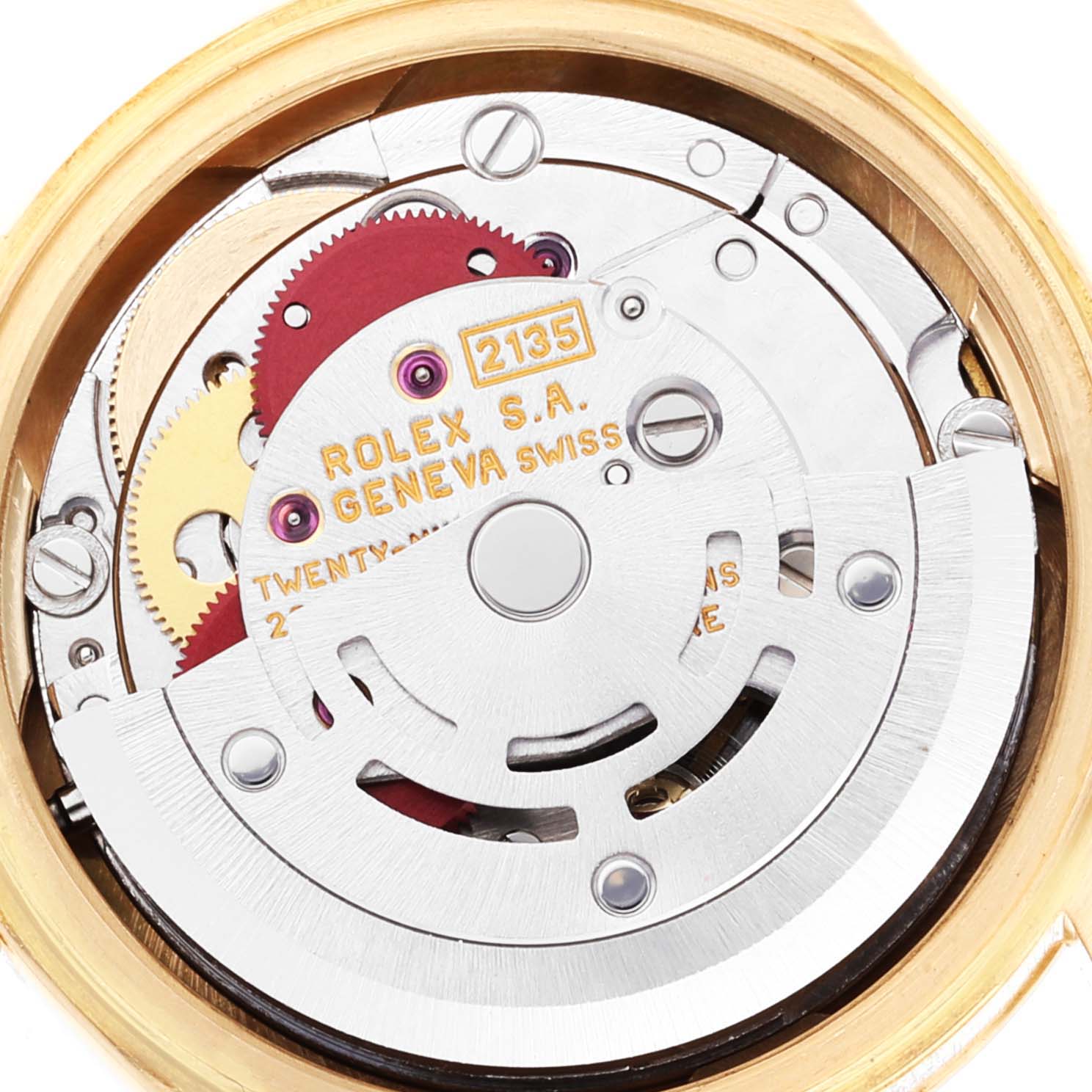 The image shows the internal mechanism and movement parts of the Rolex President 69178 Women
s Yellow Gold Champagne Dial 69178 Women
s Yellow Gold Champagne Dial watch model.