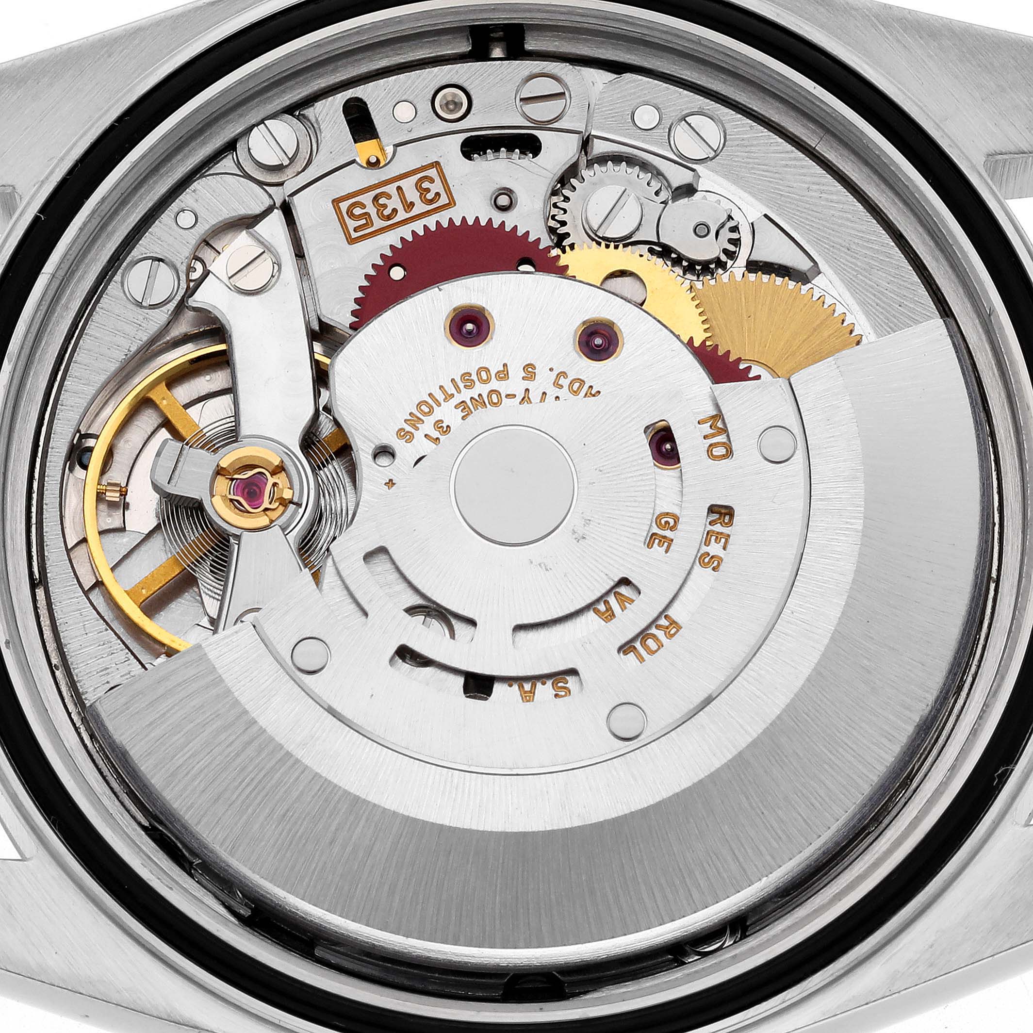 The image shows the internal mechanics of the Rolex Datejust 16233 Men's Steel and Gold (two tone) White Dial 16233 Men's Steel and Gold (two tone) White Dial watch, viewed from the back with the case removed.