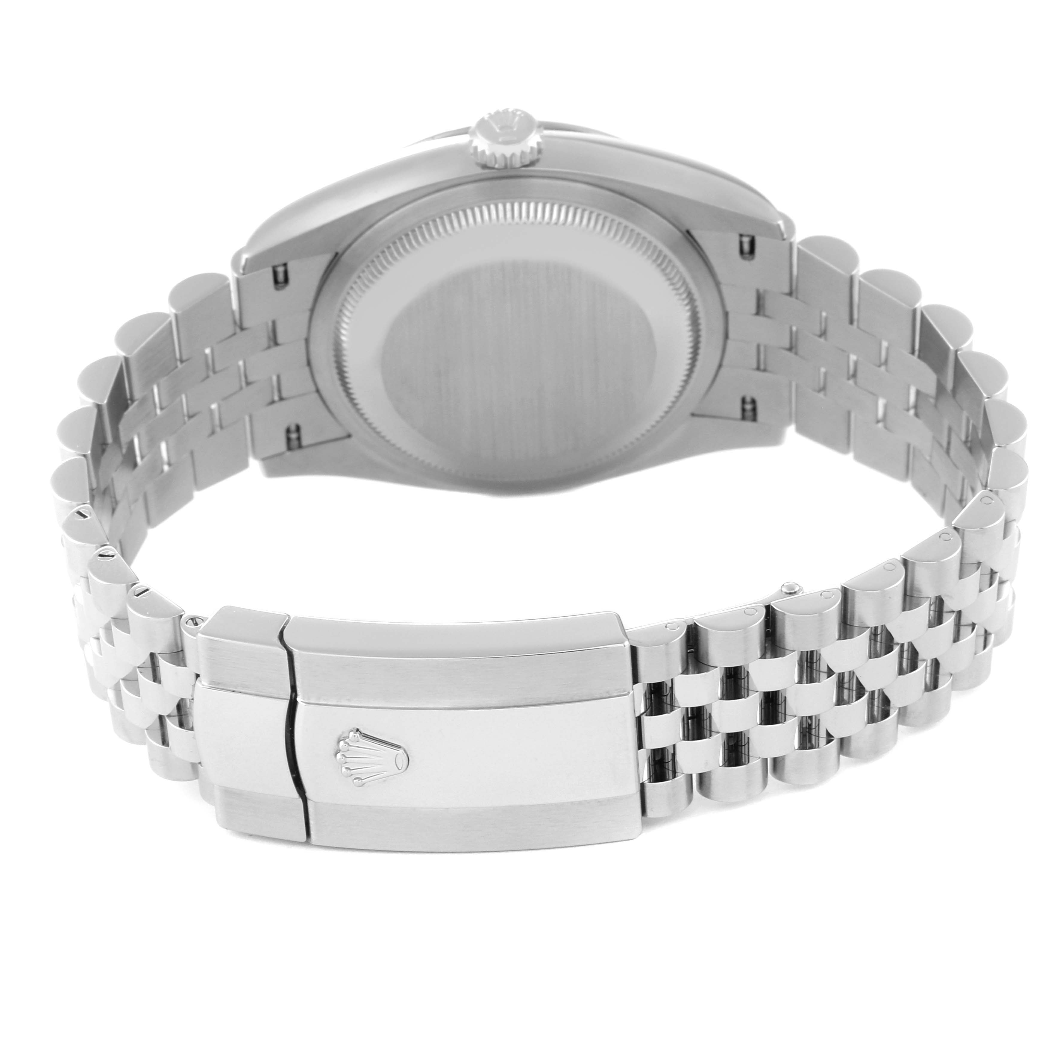 This image shows the back and bracelet clasp of a Rolex Datejust 126234 Men's Stainless Steel Blue Dial 126234 Men's Stainless Steel Blue Dial watch, viewed from the rear angle.