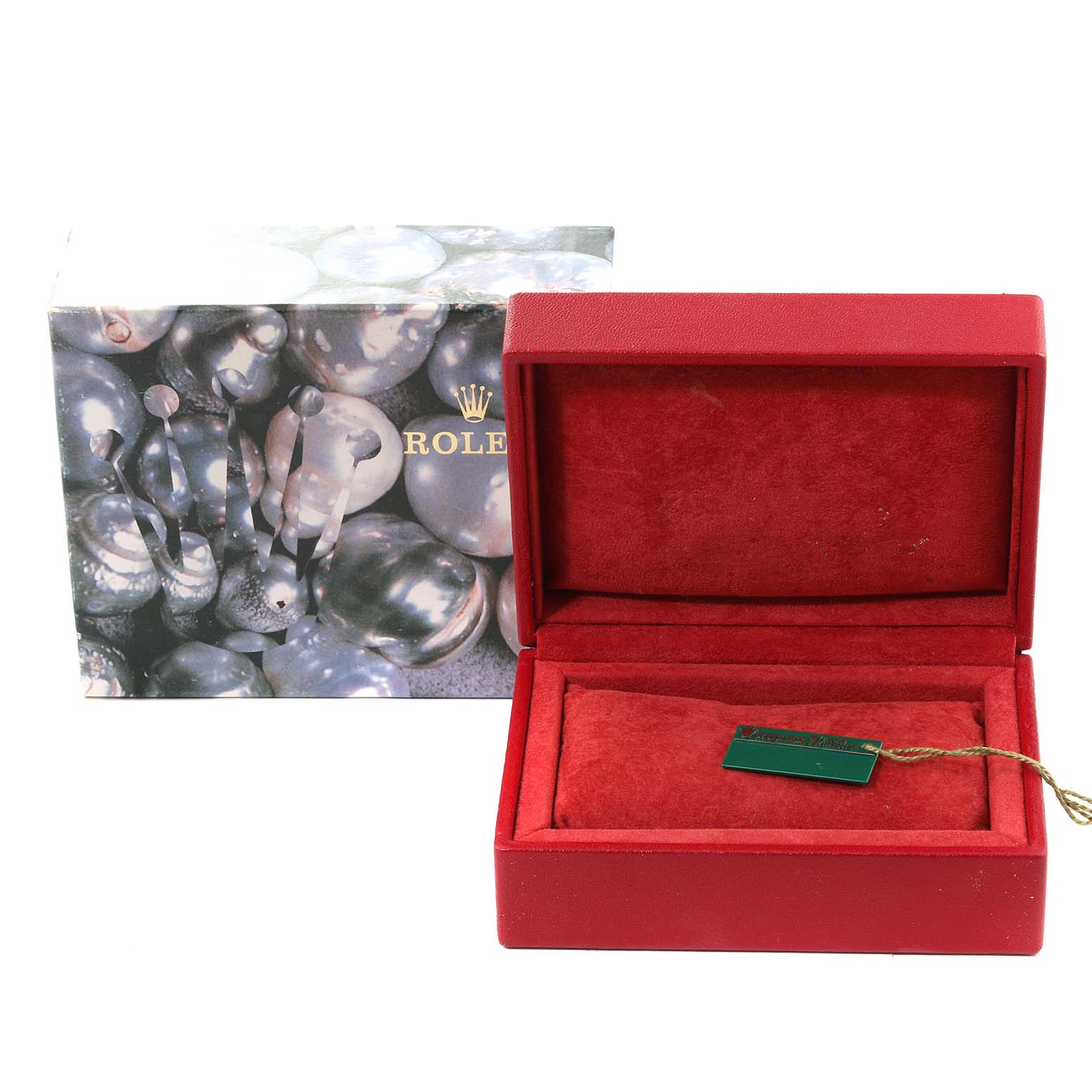 This image shows a Rolex Datejust 69173 Women's Steel and Gold (two tone) Champagne Dial 69173 Women's Steel and Gold (two tone) Champagne Dial watch box and outer packaging with no watch inside.