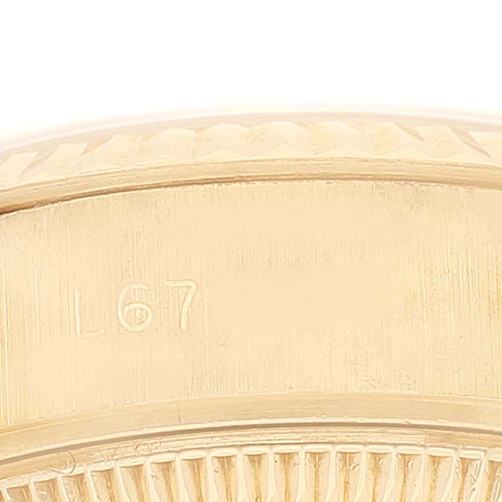 This image shows a close-up view of the side engraving on the President model by Rolex.