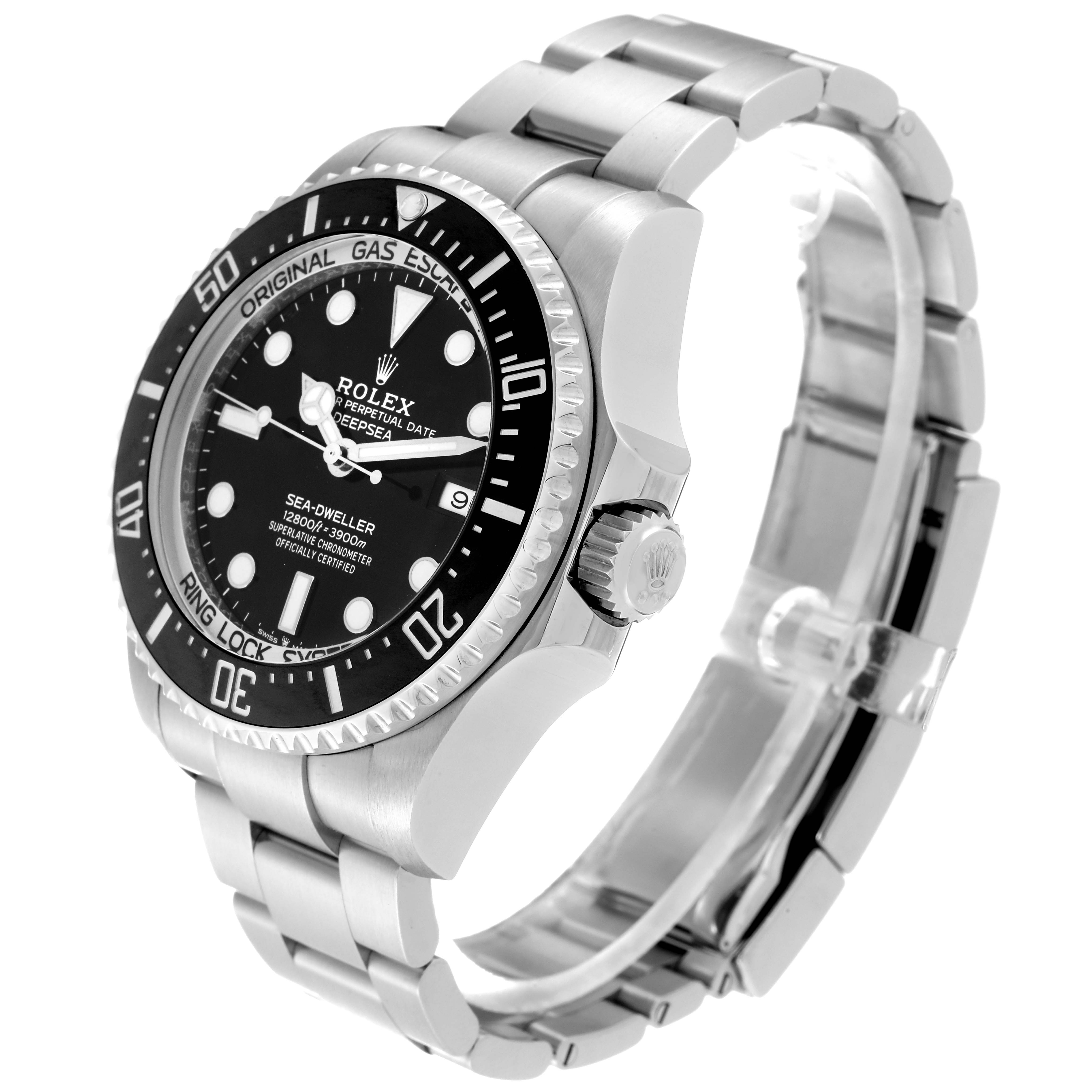 The image shows a Rolex Sea-Dweller 126660 Men's Stainless Steel Black Dial 126660 Men's Stainless Steel Black Dial watch at a slight angle, highlighting the dial, bezel, and part of the bracelet.