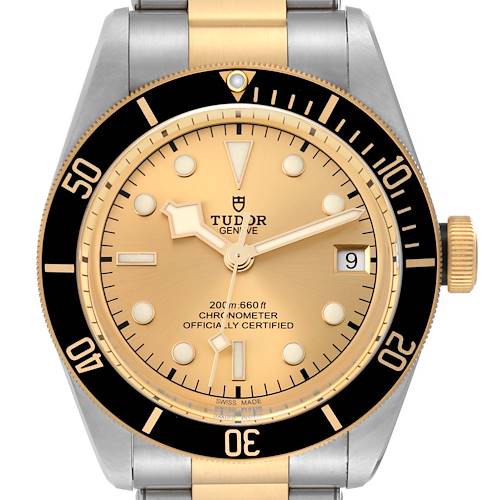 Photo of Tudor Black Bay Steel Yellow Gold Champagne Dial Mens Watch 79733 Box Card