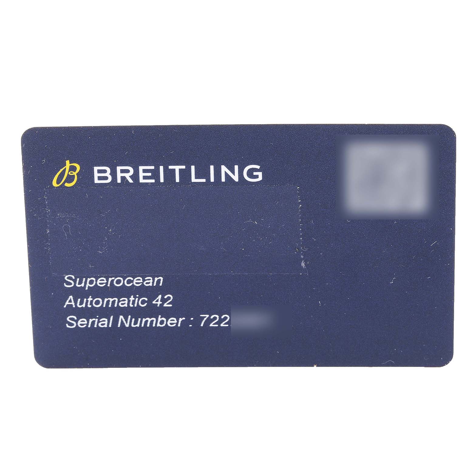 This image shows a Breitling Superocean A17366 Men
s Stainless Steel White Dial A17366 Men
s Stainless Steel White Dial Automatic 42 warranty card.