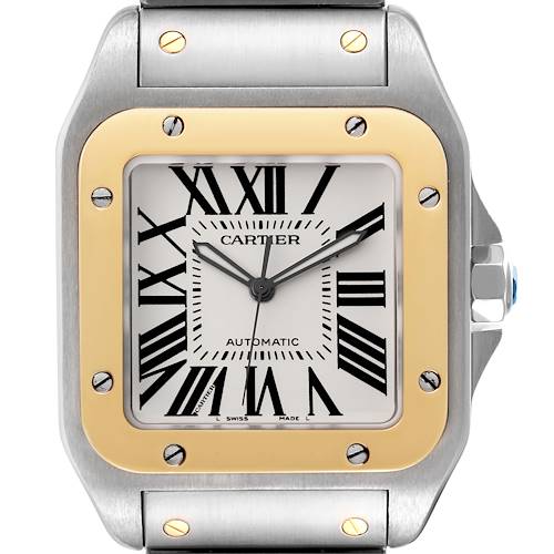 Photo of Cartier Santos 100 Steel Yellow Gold 38mm Mens Watch W200728G Papers