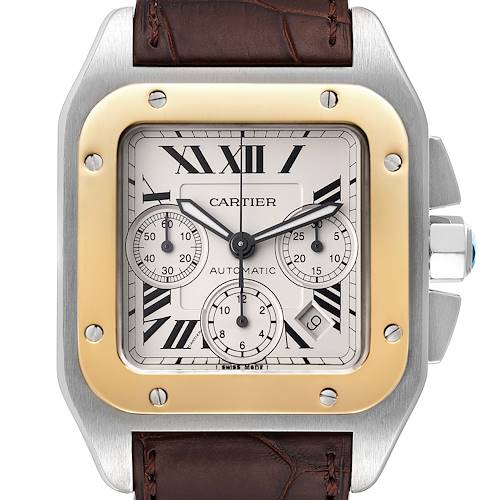 Photo of Cartier Santos 100 Steel Yellow Gold Chronograph Mens Watch W20091X7