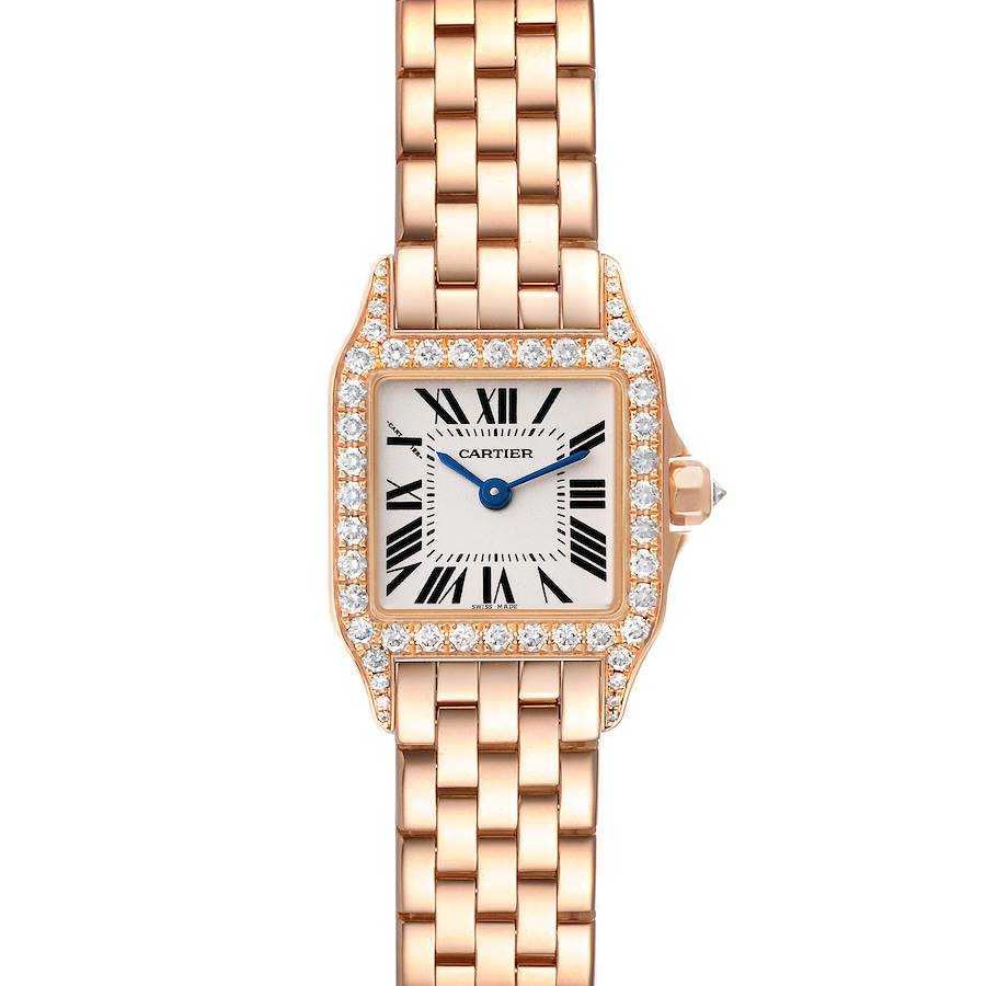 Cartier Santos Demoiselle Small Rose Gold Diamond Ladies Watch WF9011Z8 SwissWatchExpo