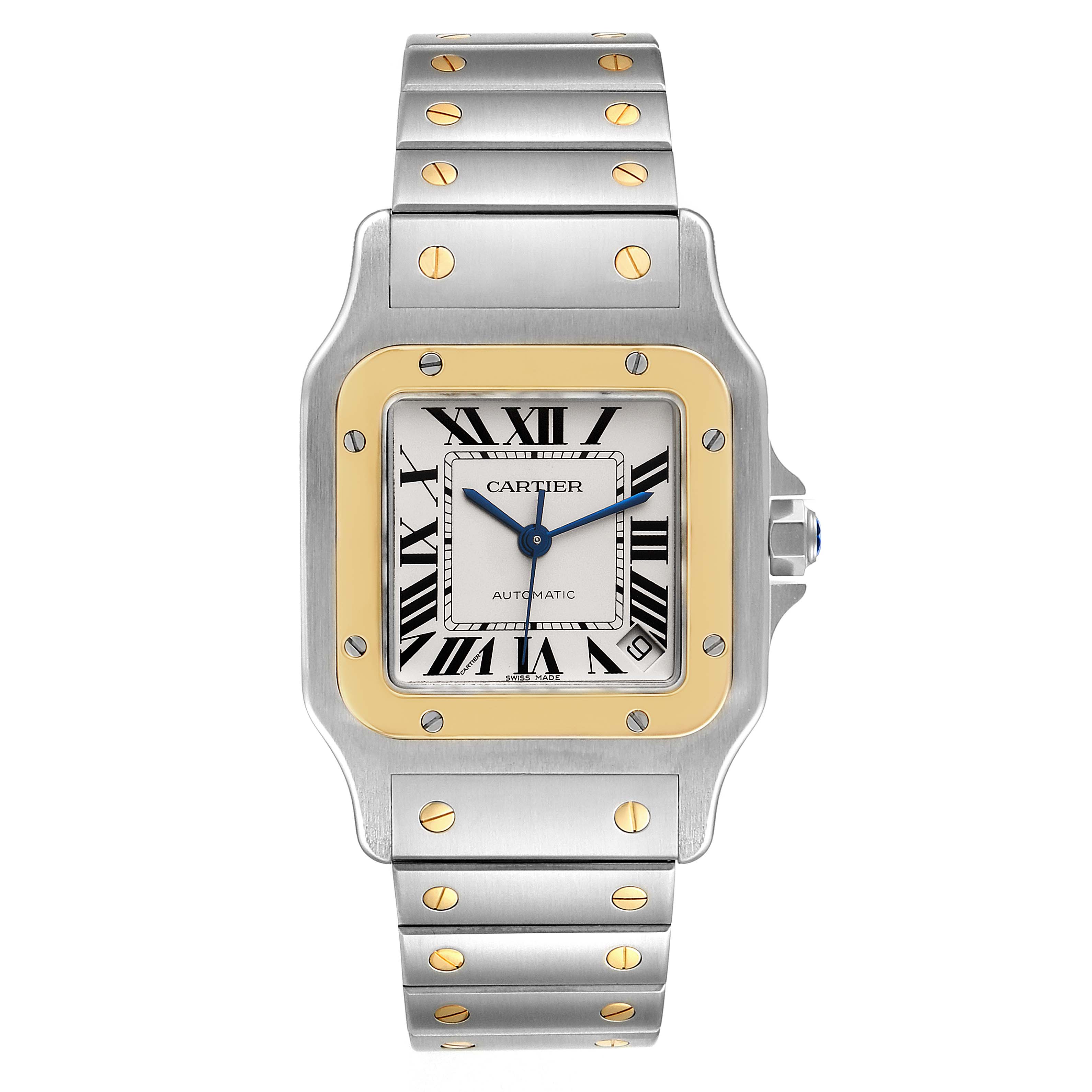 Cartier Santos Galbee XL Steel Yellow Gold Mens Watch W20099C4 Box ...