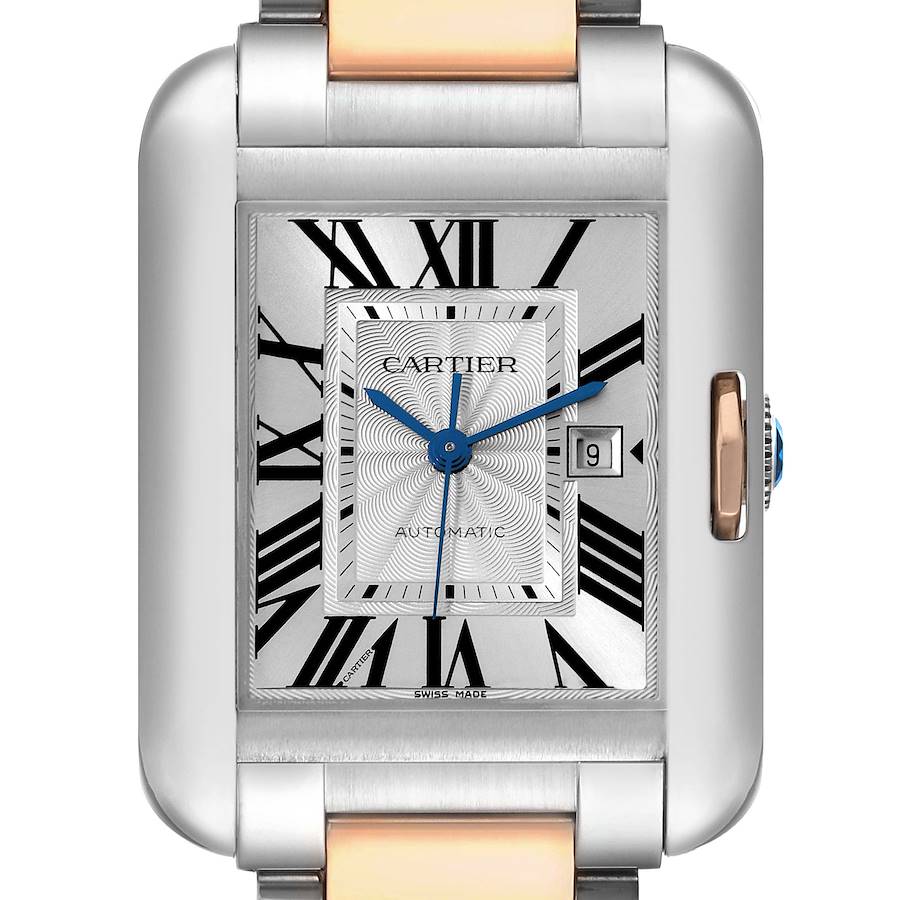 Cartier Tank Anglaise Large Steel Rose Gold Mens Watch W5310007 SwissWatchExpo